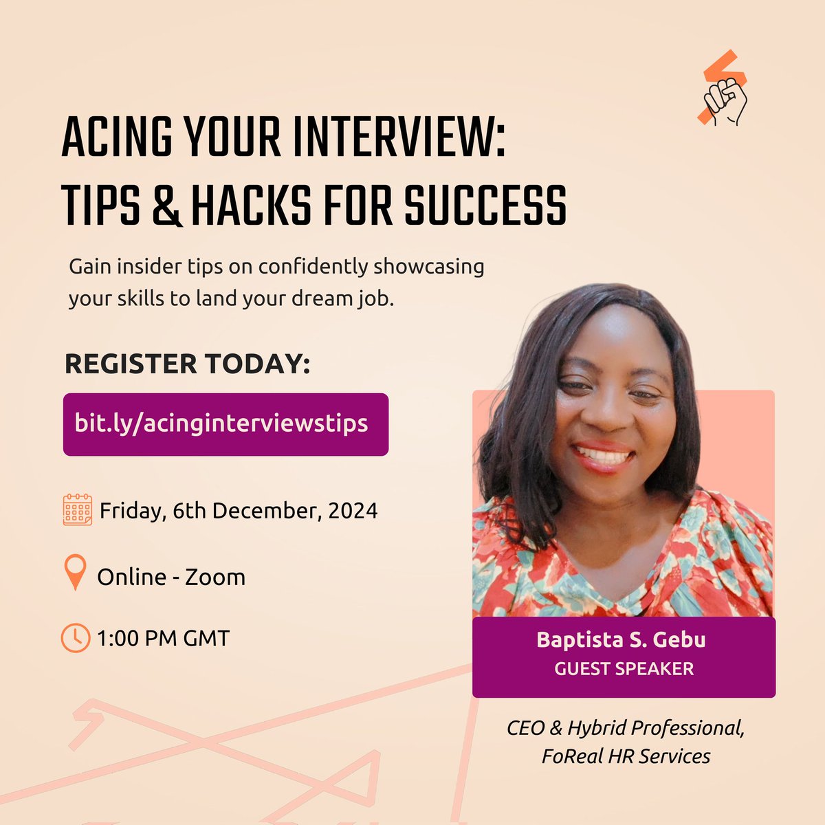 Feel uncertain after interviews? Join our webinar "Acing Your Interview: Tips &amp; Hacks for Success" to learn insider secrets &amp; stand out in a competitive job market!

Register via the link to attend:
bit.ly/acinginterview…

See you at the event!

#interviewhacks #careersuccess