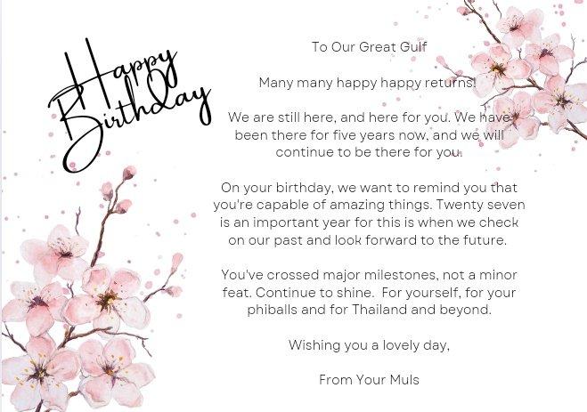 MulmulW's tweet photo. Happy birthday to our dearest @gulfkanawut

From your MulMuls 💦
@CoolMulMulBro1 
@MulmulW 
@campnowhere3
@GangGangGangMul
@fedupfangirl
@night_lotus1993
@NotoSAalways https://t.co/oyreZbResh