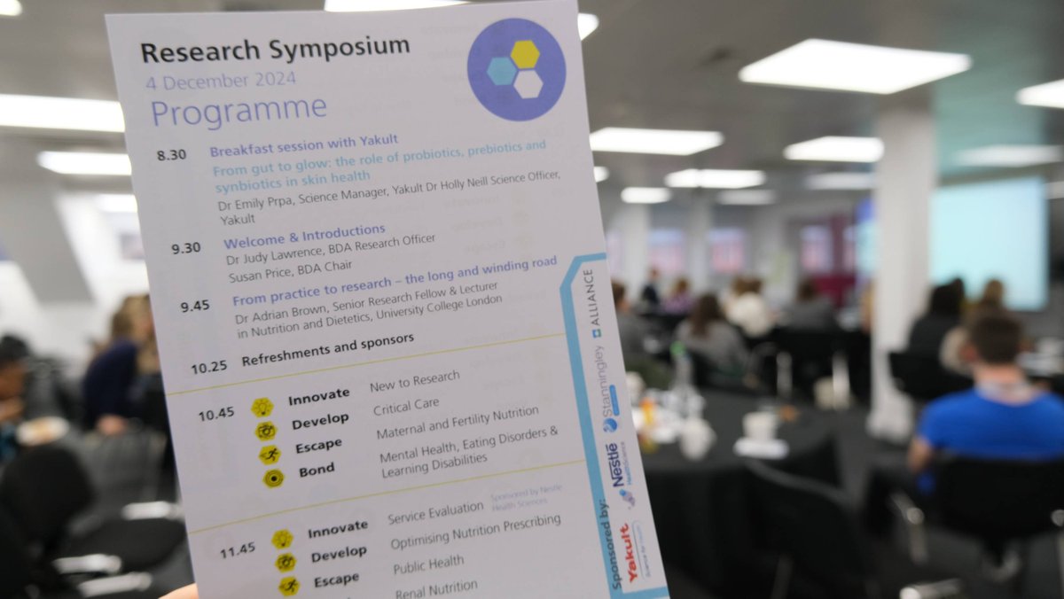 🤩 We’re so excited for today’s #BDAResearch Symposium - set to be our biggest one ever, with more than 100 abstract presenters sharing their dietetic research!