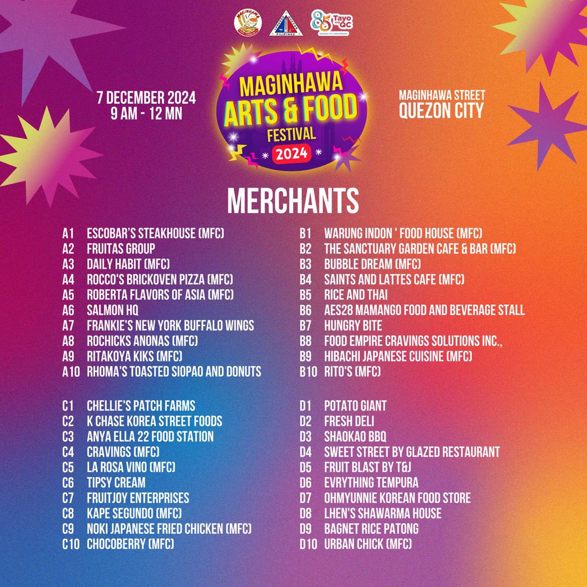 QCGov's tweet image. Here’s your ultimate food and shopping guide for #MAFF2024! 🎨🍔

Get ready to feast your eyes (and your appetite!) on the amazing lineup of merchants joining us this year!🌟