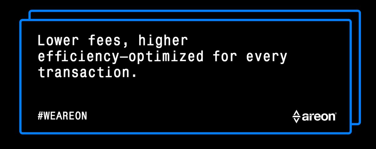 Lower Fees &amp; Higher Efficiency on #AreonChain  

Our dynamic fee model now automatically adjusts fees based on block density and transaction demand, keeping costs to a minimum during low-traffic periods. 

Additionally, we’ve implemented data compression and increased per-block