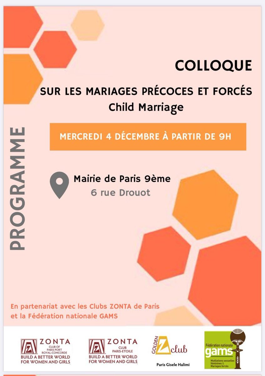 Ce matin à <a href="/Mairie9Paris/">Mairie du 9e Paris</a> pour le colloque "Mariages forcés et précoces" organisé par <a href="/FederationGAMS/">Federation GAMS</a> et les Zonta clubs  !  J'ai rappelé l'action de  <a href="/Paris/">Paris</a> pour lutter contre cette réalité méconnue et outiller les professionnel•les à repérer les victimes de mariages forcés.