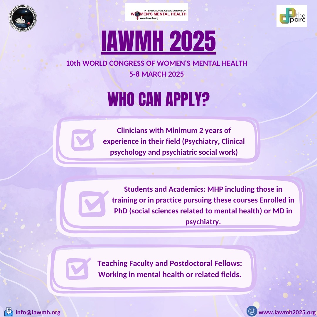 NIMHANS_BLR's tweet photo. Join Dr. Sathya Rao at the 10th World Congress of Women's Mental Health for a full-day pre-conference workshop on treatment of Borderline Personality Disorder (BPD).
🗓️ 5th March 2025
📍 NIMHANS, Bengaluru
#iawmh
#bpd
#womensmentalhealth
#nimhans https://t.co/aplbJc5IQf