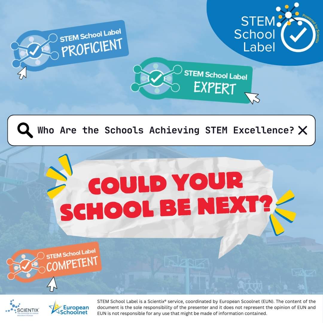 Scientix STEM School Label!
🚀 Ready to showcase your STEM potential? Learn how to develop your strategy, gain recognition, and become part of our growing community!
👉 Read the full news item and explore more here! bit.ly/Join-SSL

#Scientix
#SSL
#Scientixambassador