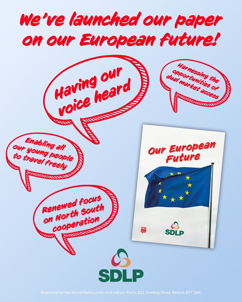🌹 The SDLP is proudly the most pro-European party in the North.

🇪🇺 We are determined to restore our place in the EU.

🤝 In the meantime, we want to maximise the Protocol's benefits, defend cross-border cooperation and strengthen our voice in Brussels.

sdlp.ie/our_european_f…