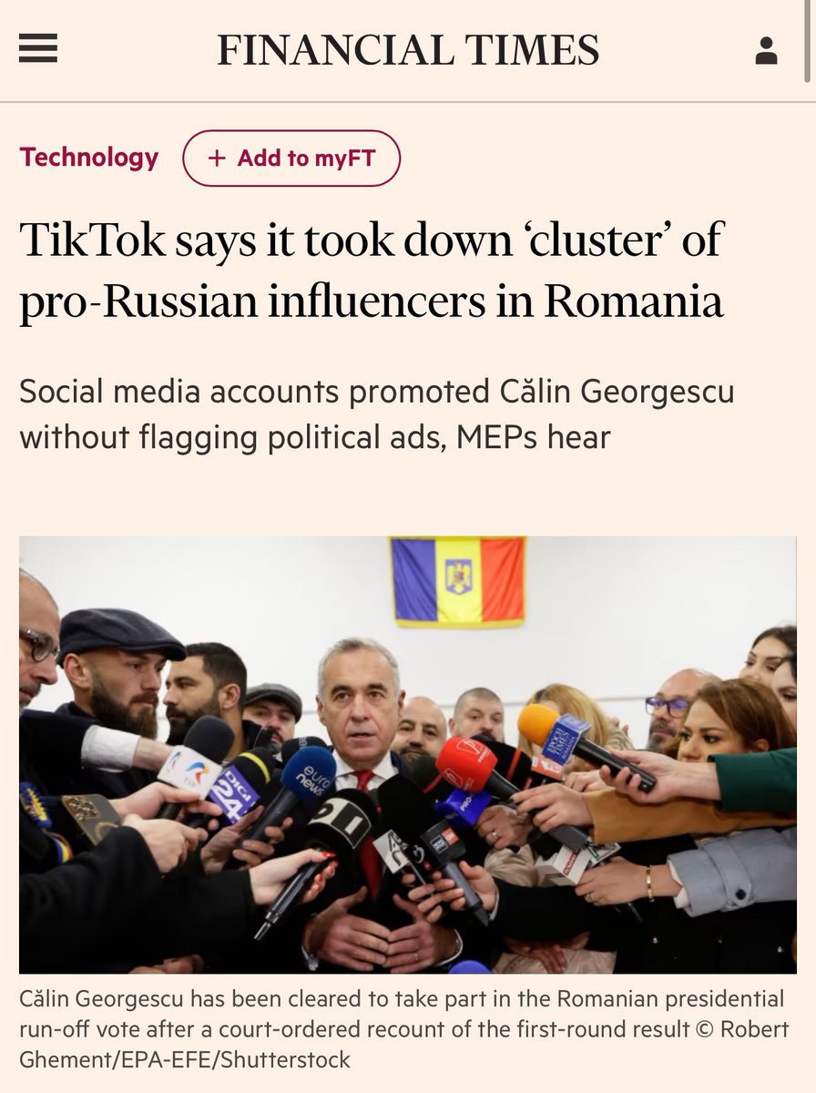 MatteoPugliese's tweet photo. I nostri sospetti su una regia artificiale alle elezioni in #Romania si sono dimostrati fondati. Il candidato putiniano sostenuto anche da Vannacci è stato reso virale su TikTok da una rete di influencer pro russi e finti followers, ora rimossi dal social network. https://t.co/k8sIa2uifz