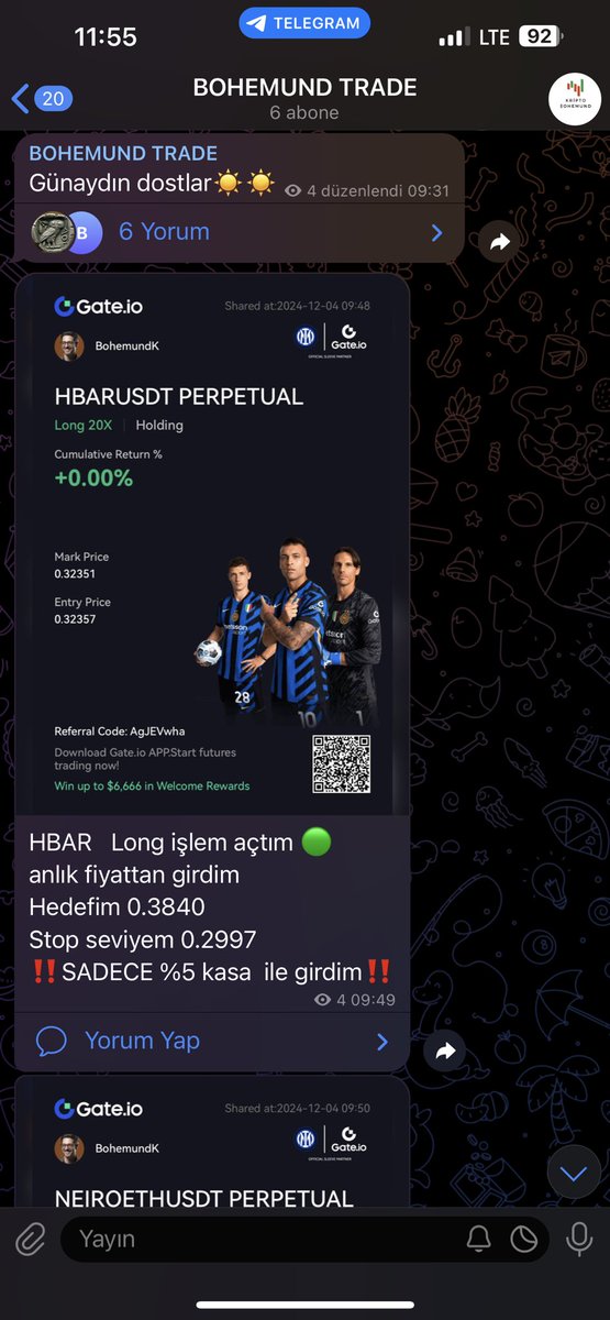 Günaydın dostlar ☀️☺️

#Hbar işlemimizden %41 kâr ettik siftah oldu bu sabah 🚀🧿🔥🔥

Twitter’da çok aktif olamıyorum Telegram grubumda kazandırmakla meşgulüm 🚀🔥🔥 

Ücretsiz grubuma katılmak için mesaj atabilirsiniz 🚀🚀🧿

#Btc #eth #bnb #Gt #Fet #Ücretsizreklam