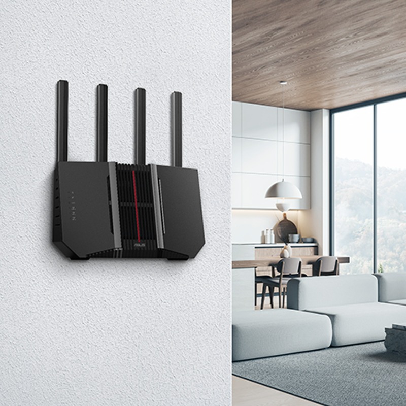 ASUSJapan's tweet photo. 卓上？ それとも壁掛け？
#ASUS RT-BE92Uの縦型デザインと付属のウォールマウントキットを使えばどちらとも対応ができます！

✅スマートホーム向け機能搭載 #WiFi７ ルーター
✅効率的な冷却のための最適な通気性

#ExtendableRouter  #スマートホームマスター #AiMesh