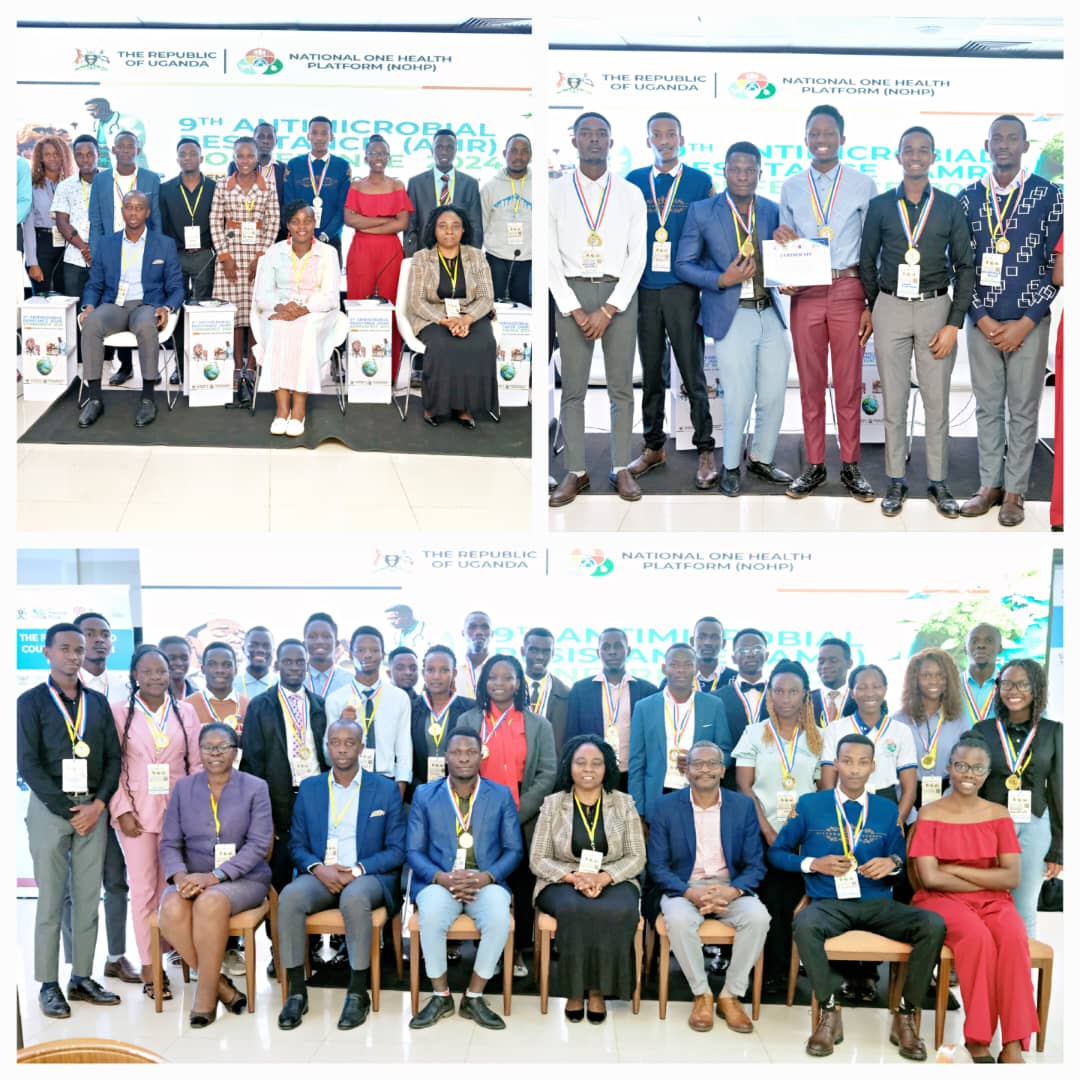 ADAPT - One Health Network (@adaptonehealth) on Twitter photo 🎉 Proud of <a href="/Makerere/">Makerere University</a> CHS students for leading the fight against #AMR!
During #AMRWeek2024 in Kampala, they won an award for an innovative antimicrobial awareness application.
Thanks to Prof. <a href="/DamalieNakanjak/">Damalie Nakanjako</a> , Dr. Kajumbula, & all partners for supporting this.
#GlobalHealth #AMS 🎉 Proud of <a href="/Makerere/">Makerere University</a> CHS students for leading the fight against #AMR!
During #AMRWeek2024 in Kampala, they won an award for an innovative antimicrobial awareness application.
Thanks to Prof. <a href="/DamalieNakanjak/">Damalie Nakanjako</a> , Dr. Kajumbula, & all partners for supporting this.
#GlobalHealth #AMS