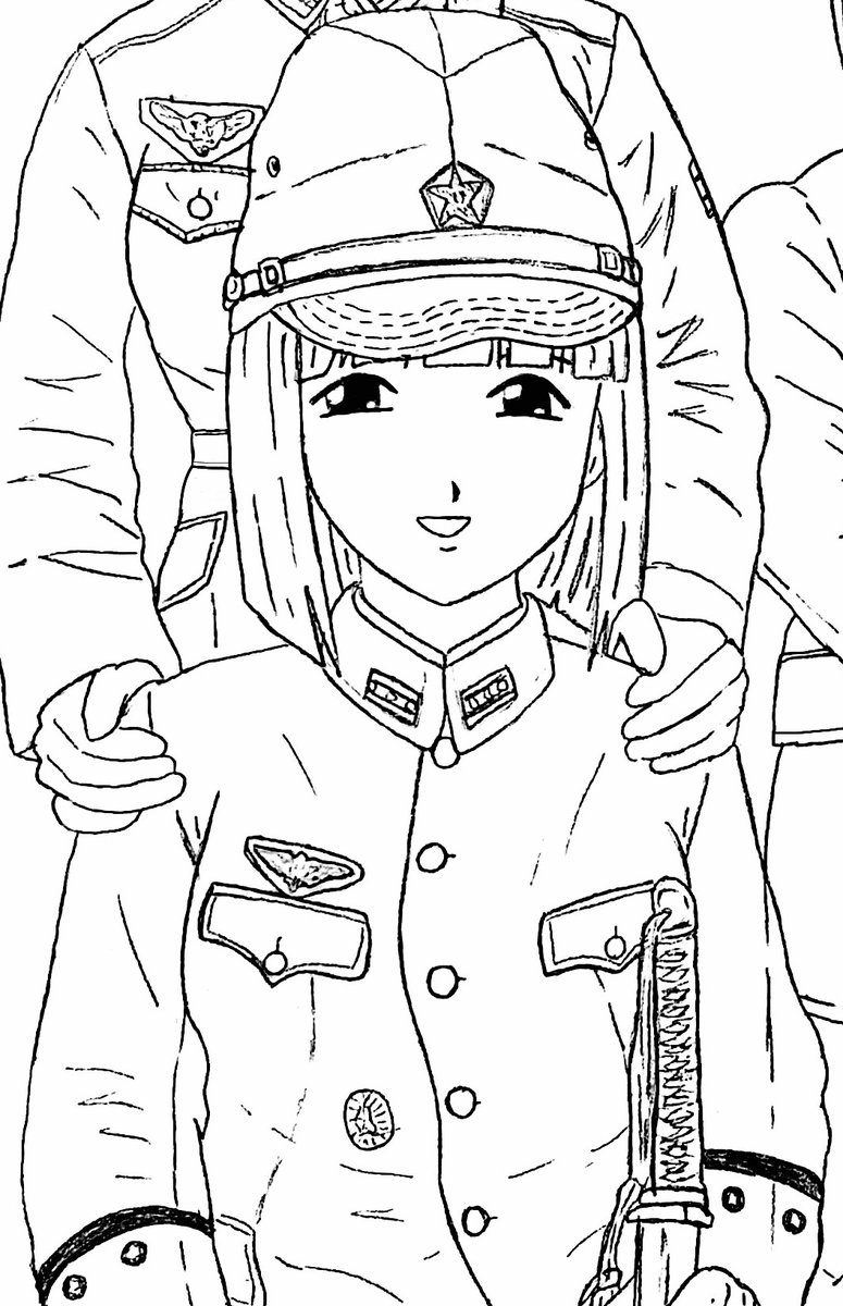 この挺進花火
前描いた違って略帽を小さめに描いてる
だから上が高め(脱げないように) 
