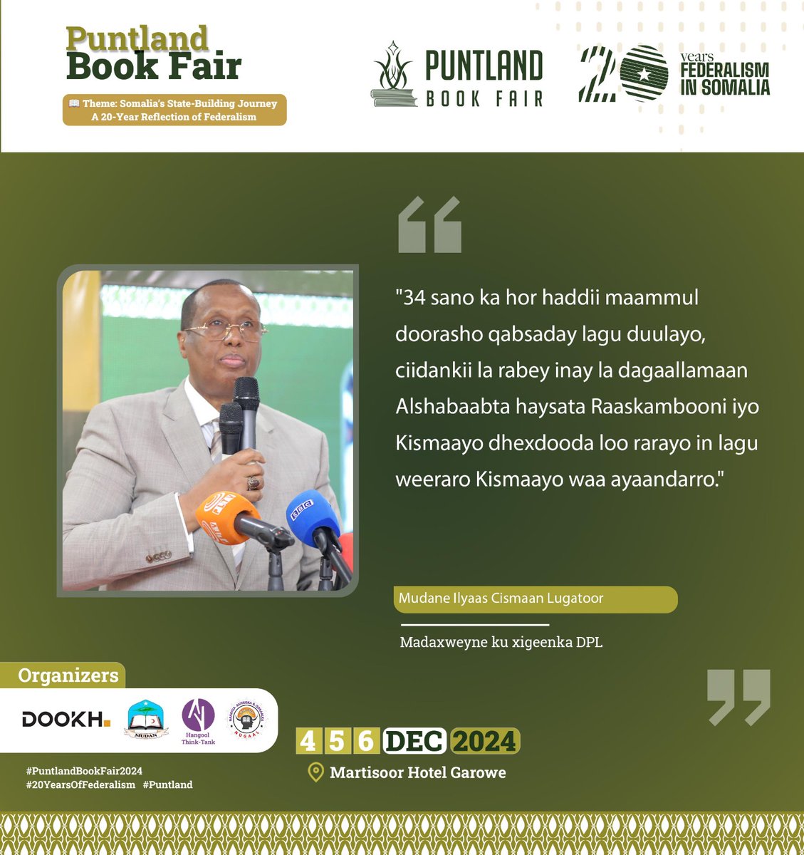 PuntlandBFair's tweet photo. #FederalismIn20
#FederalismAt20
#PBF2024
#PuntlandBookfair2024 https://t.co/IWm12oi5KR