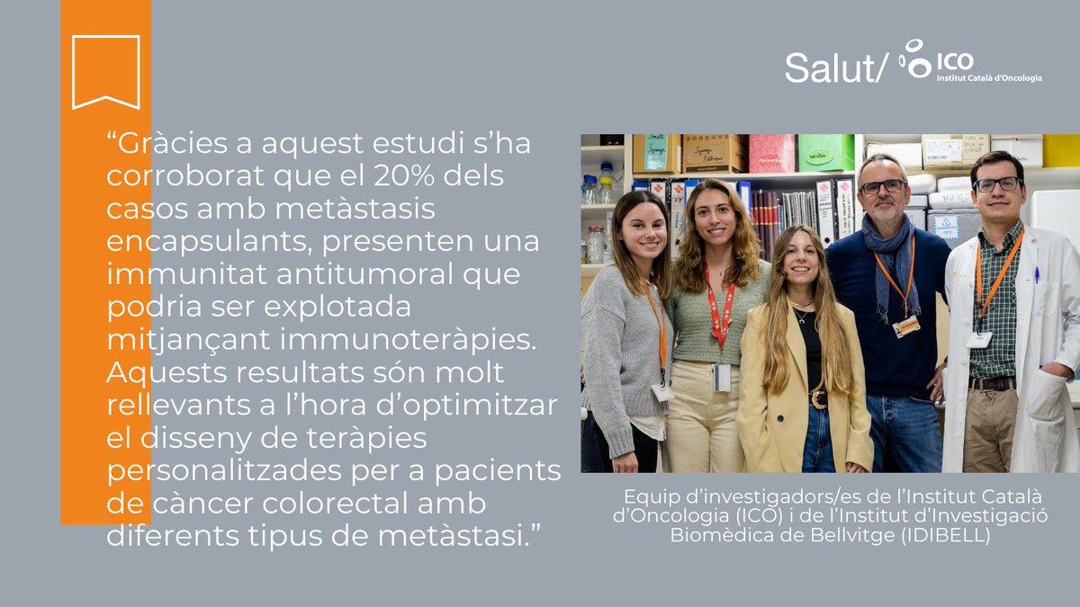 Institut Català d'Oncologia (@ico_oncologia) on Twitter photo La forma de creixement de les #metàstasi hepàtiques de #càncer de còlon podria influir en la resposta a la #immunoteràpia.
Segons un estudi <a href="/ICO_oncologia/">Institut Català d'Oncologia</a> i <a href="/idibell_cat/">IDIBELL</a> aquests resultats són molt rellevants per al disseny de teràpies personalitzades.
ico.gencat.cat/ca/detall/noti… La forma de creixement de les #metàstasi hepàtiques de #càncer de còlon podria influir en la resposta a la #immunoteràpia.
Segons un estudi <a href="/ICO_oncologia/">Institut Català d'Oncologia</a> i <a href="/idibell_cat/">IDIBELL</a> aquests resultats són molt rellevants per al disseny de teràpies personalitzades.
ico.gencat.cat/ca/detall/noti…