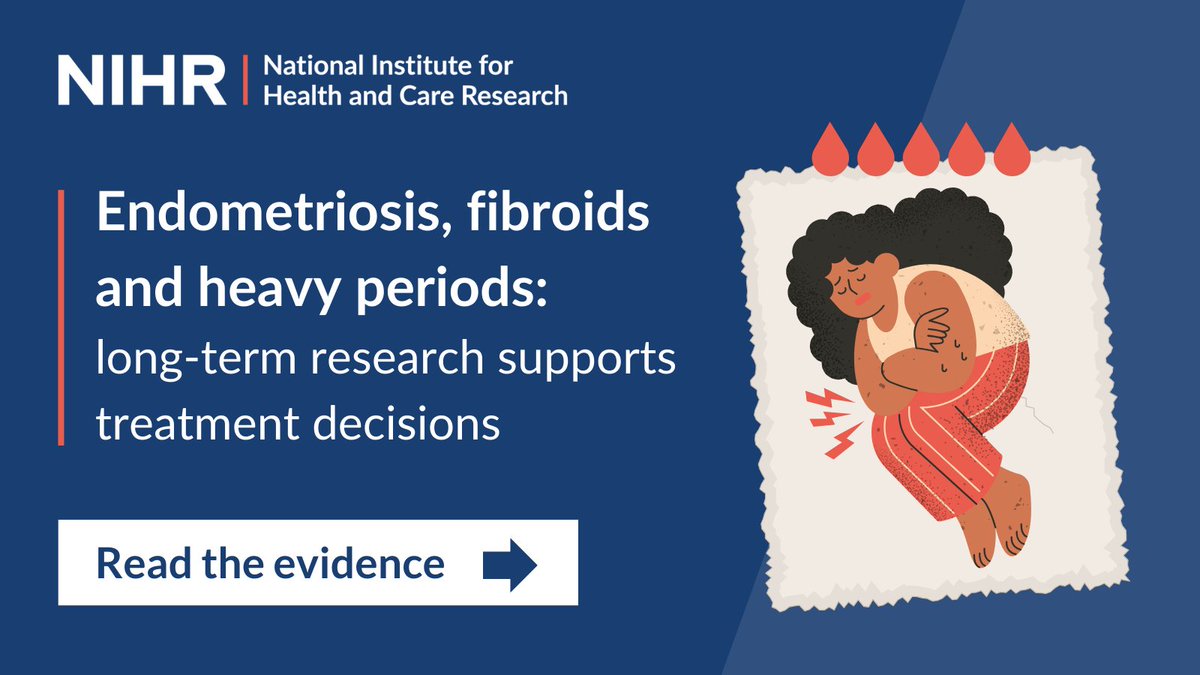 National Institute for Health and Care Research (@nihrresearch) on Twitter photo 📣 Just published! Our latest #NIHRevidence Collection features long-term research on treatments for #Endometriosis, #Fibroids & #HeavyPeriods.
🔗 Read it here: evidence.nihr.ac.uk/collection/end…
#WomensHealth <a href="/EndometriosisUK/">Endometriosis UK</a> <a href="/WellbeingofWmen/">Wellbeing of Women</a> <a href="/RCObsGyn/">RoyalCollegeObsGyn</a> @RCGP <a href="/theRCN/">The RCN</a> 📣 Just published! Our latest #NIHRevidence Collection features long-term research on treatments for #Endometriosis, #Fibroids & #HeavyPeriods.
🔗 Read it here: evidence.nihr.ac.uk/collection/end…
#WomensHealth <a href="/EndometriosisUK/">Endometriosis UK</a> <a href="/WellbeingofWmen/">Wellbeing of Women</a> <a href="/RCObsGyn/">RoyalCollegeObsGyn</a> @RCGP <a href="/theRCN/">The RCN</a>