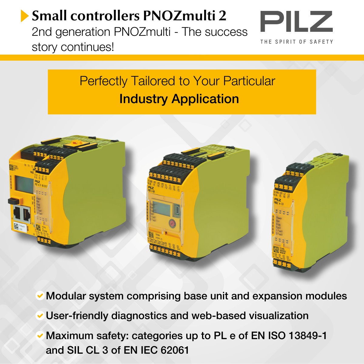 Pilz_India's tweet photo. PNOZmulti 2 Safe Controllers

Simplify your safety challenges with the adaptable PNOZmulti 2! 

#SafetyFirst #Innovation #IndustrialSafety #Pilz https://t.co/sJZhQX70kv