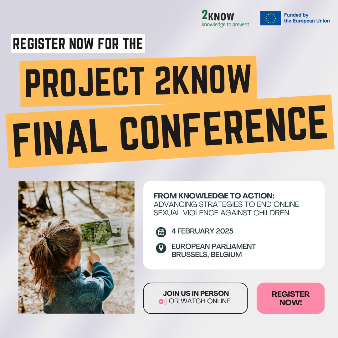 CBSSsecretariat's tweet image. Join us for the #2KNOW Project Final Conference on 4 February 2025 at the European Parliament in Brussels (or online) hosted by @SuojellaanLapsi.

Calling all #childprotection professionals, decision makers, and law enforcement agents! Be part of this crucial discussion on ending
