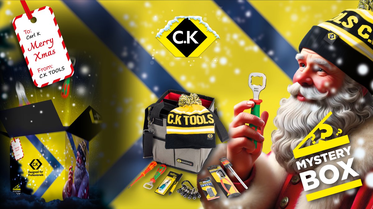 🎁 The ultimate gift for C.K fans! Packed with over £130 RRP of tools + exclusives, the C.K Xmas Mystery Box is a holiday must-have. One lucky buyer could win £300+ of tools! 🎄 Find a stockist: bit.ly/3BeedFm  @CK_Tools #ad