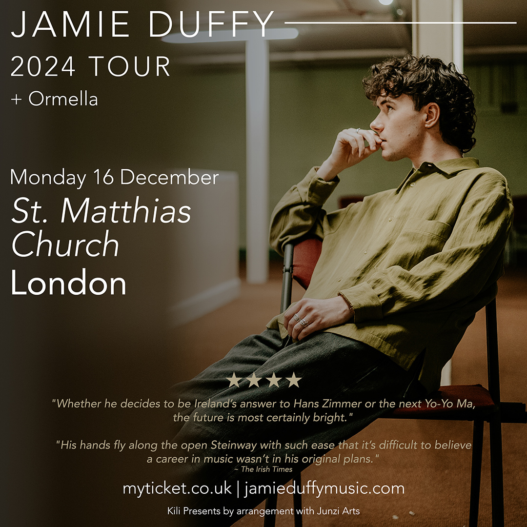🚨SUPPORT ANNOUNCEMENT🚨 Joining Jamie Duffy at St Matthias Church on December 16 will be Ormella!

For tickets head to shorturl.at/H6bJF 🎟️
