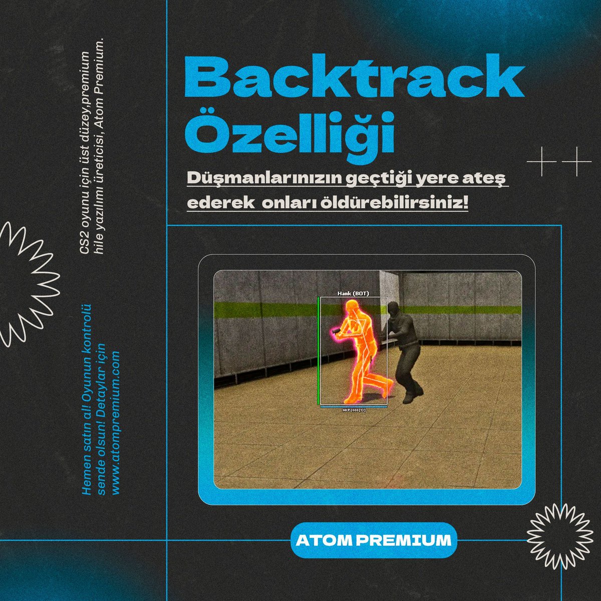 Atom Premium, Counter-Strike 2 hile yazılımımızın benzersiz Backtrack özelliği ile oyun deneyiminizi bir üst seviyeye taşıyın. Bu yenilikçi özellik, düşmanlarınızın geçmişteki konumlarını hedef alarak onları etkisiz hale getirmenizi sağlar. Türkiye'de ilk ve tek!

#cs2 #cs2hile