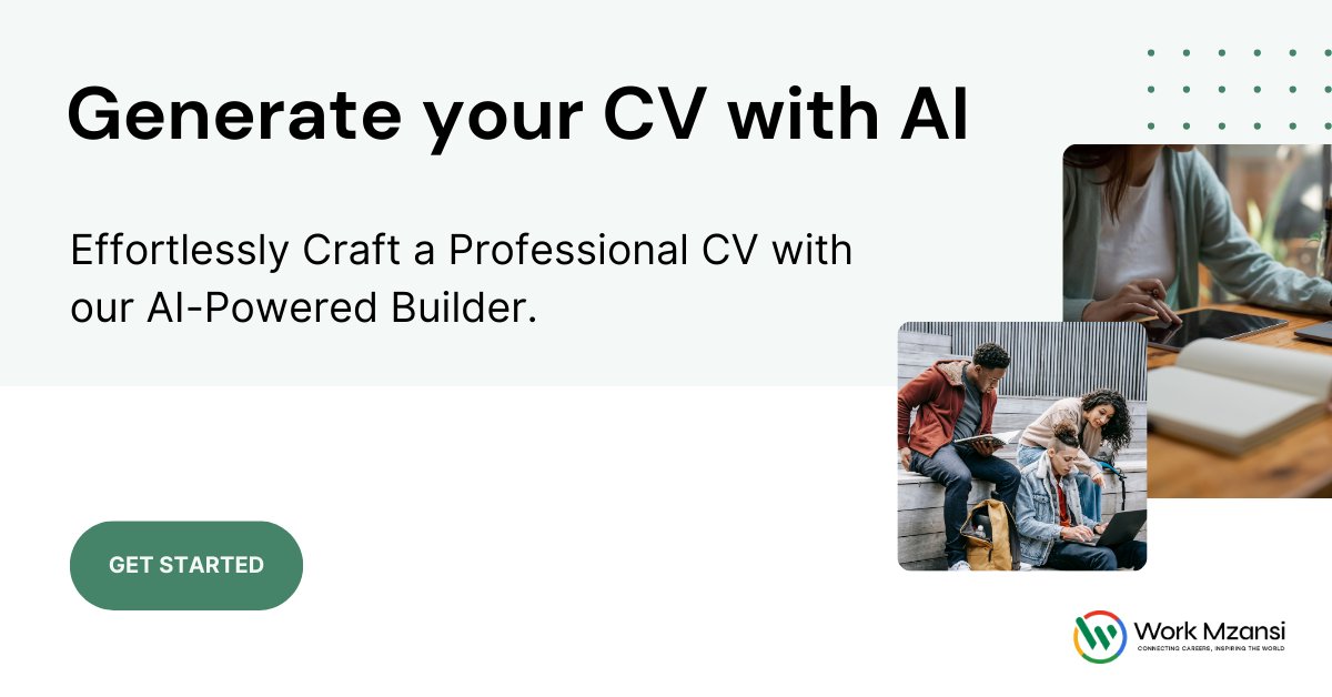 WorkMzansi's tweet photo. Welcome to Work Mzansi, your go-to AI-powered CV builder for the South African market! Work Mzansi's AI CV Builder is more than just a tool; it's a career accelerator.
Start your journey to success today!
https://t.co/GK1gKLcN2g

#WorkMzansi #AICVBuilder #JobSearch #CareerGoals https://t.co/RqkFBM1Pih