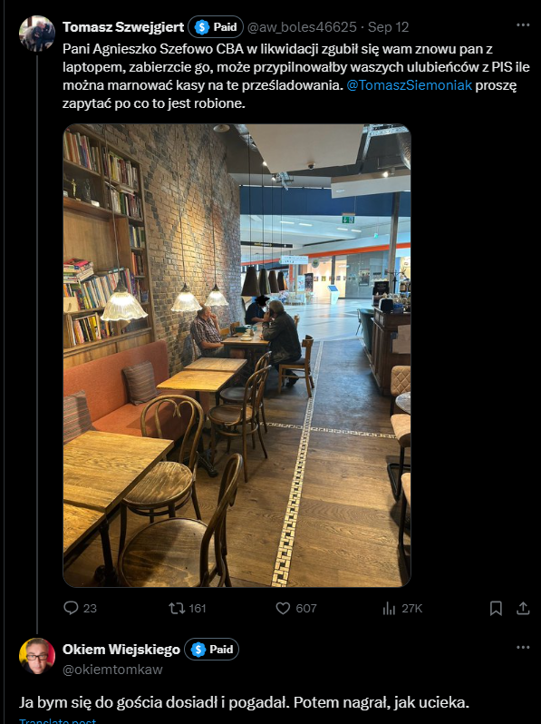 #wiejskoposting wypowiedź Wiejskiego z 12.09, czego to on by nie zrobił. Tymczasem kiedy przyszło co do czego 26.10 w kawiarni Czytelnik to - wg jego relacji - tylko stanął obok stolika przy którym cyt. "siedziało trzech mężczyzn, szczególnie jeden" i sapał im nad głowami. Zuch!