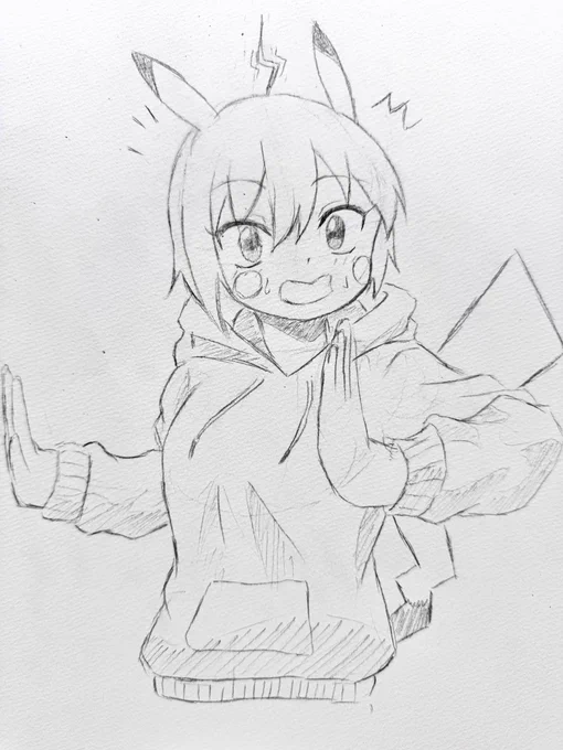 女の子でピカチュウを描いてと頼まれて描いた 
