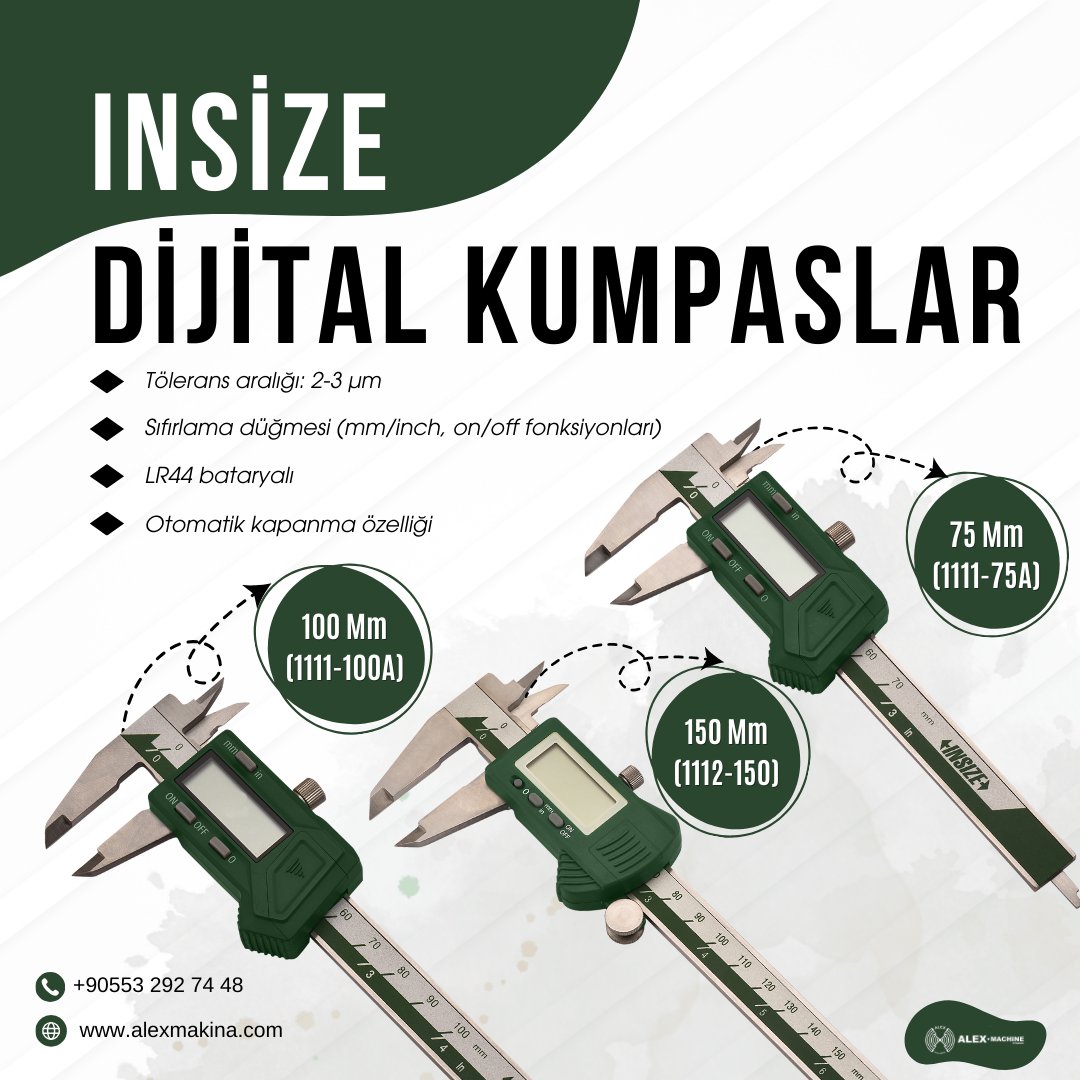 Alex Makina | Türkiye'nin En Büyük Kuyumcu Malzemeleri Sitesi
Insize Dijital Kumpas | Alex Makina

👉 Tölerans aralığı 2-3µm