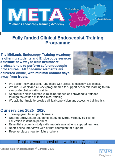 Looking for a fully funded Clinical Endoscopist training programme?  Apply now to start February 2025... offer closes Jan 7th.  #endoscopytraining <a href="/BCUHELS/">BCU HELS</a>