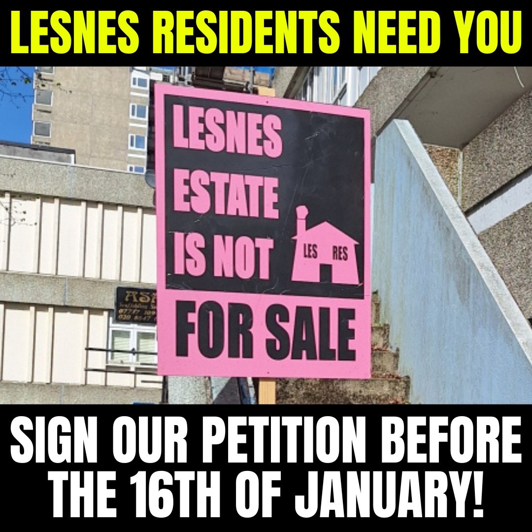 On the 16th of January, we will present our petition to Sadiq Khan, Mayor of London, to stop the demolition of the Lesnes Estate.

⏰Time is running out⏰ we need as many signatures as possible before then - please sign below and share!

chng.it/2V5xwqdyTJ