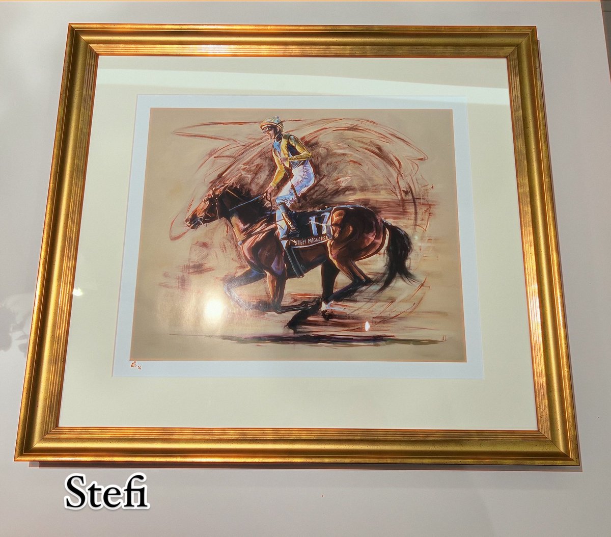 Stoked to have this painting from laura werner back from the framers. Thank you again to <a href="/mtcaust/">Mitch Cunningham</a> &amp; @RidgmontFarm for arranging.
Will be great to have Stefi &amp; <a href="/ZacLloydx/">Zac Lloyd</a> hanging onthe wall for years to come.
<a href="/BBakerRacing/">Bjorn Baker Racing</a> 
#Stefi #MoreToCome