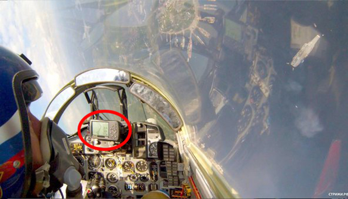 JeffFisch's tweet photo. Well, Ukraine, the US owes you a formal apology.  Russia says any weapon system using US GPS makes the US complicit.  Here's cockpit images from Russian jets to attack you... using US GPS (because Russian GLONASS sux).

That's how stupid both Russia and @TuckerCarlson are. https://t.co/p7mmPgRjcb