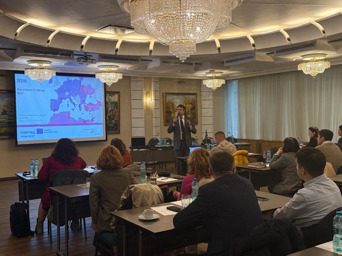 tesimnext's tweet photo. We continue contributing to @BlackSeaBasin trainings for beneficiaries and controllers, this time in #Chisinau. Yesterday & today #TESIM is presenting key aspects on procurement, irregularities and fraud to 🇲🇩 Moldovan representatives participating in 🔟 @BlackSeaBasin projects https://t.co/X1i56PzKSJ
