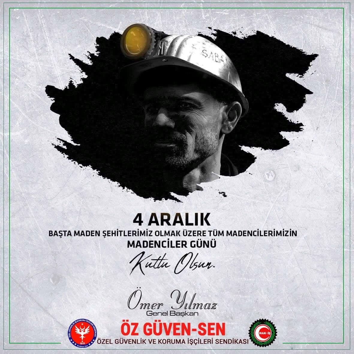 Fedakarlıklarıyla geleceğimizi aydınlatan yer altının kahramanları olan madencilerimizin #DünyaMadencilerGünü kutlu olsun.

Başta maden şehitlerimiz olmak üzere tüm madencilerimizin madenciler günü kutlu olsun.
<a href="/06omeryilmaz/">Ömer YILMAZ</a> <a href="/06muratUnal/">MURAT ÜNAL</a>