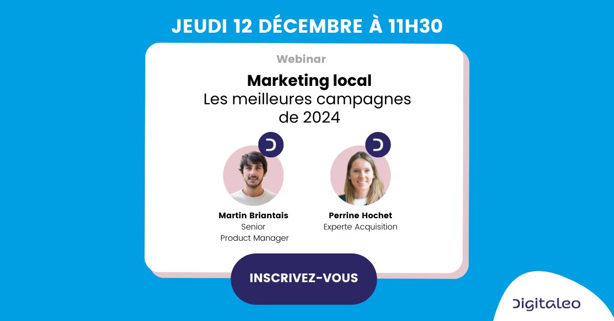 [Webinar] Marketing local : Les meilleures campagnes de 2024 👑

Profitez de 30 minutes pour explorer les campagnes de #MarketingLocal les plus inspirantes et donner un coup de boost à vos projets 2025 ! 🚀

Inscrivez-vous gratuitement dès maintenant 👉register.gotowebinar.com/register/20900…