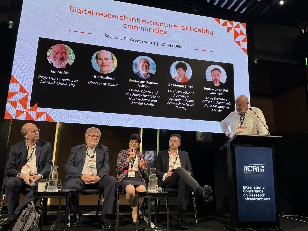 Australian National Imaging Facility (@nifaus) on Twitter photo #ICRI2024: A great session this afternoon on digital research infrastructures for healthy communities featuring panelists Tim Hubbard <a href="/ELIXIREurope/">ELIXIR Europe</a>, Graeme Jackson <a href="/AEP_platform/">Australian Epilepsy Project</a> <a href="/TheFlorey/">The Florey</a>, Merran Smith <a href="/PHRN_Australia/">Population Health Research Network</a>, Wojtek Goscinski <a href="/NIFAus/">Australian National Imaging Facility</a> & Chair Ian Smith <a href="/EMBLAustralia/">EMBL Australia</a> #ICRI2024: A great session this afternoon on digital research infrastructures for healthy communities featuring panelists Tim Hubbard <a href="/ELIXIREurope/">ELIXIR Europe</a>, Graeme Jackson <a href="/AEP_platform/">Australian Epilepsy Project</a> <a href="/TheFlorey/">The Florey</a>, Merran Smith <a href="/PHRN_Australia/">Population Health Research Network</a>, Wojtek Goscinski <a href="/NIFAus/">Australian National Imaging Facility</a> & Chair Ian Smith <a href="/EMBLAustralia/">EMBL Australia</a>