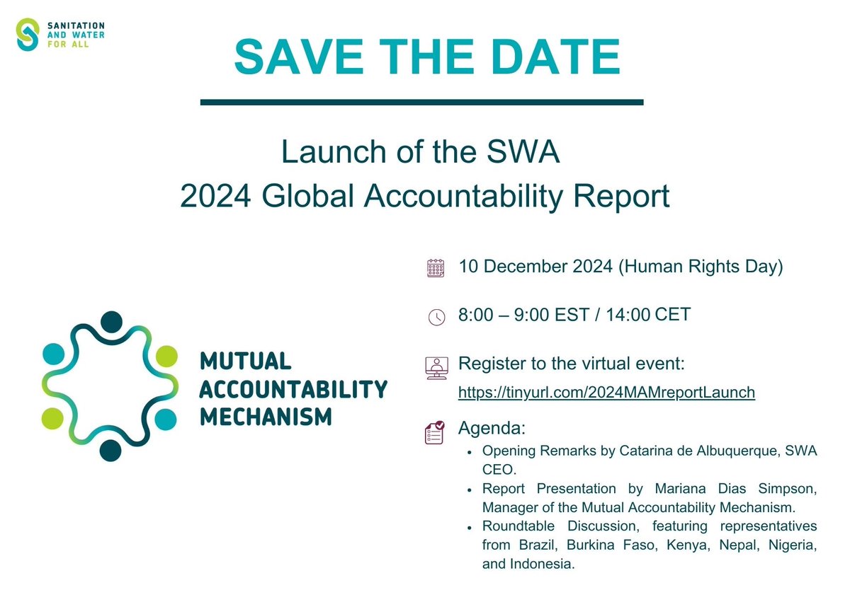 "Upholding #HumanRights is at the♥️of securing effective accountability" says <a href="/PresJoyceBanda/">Joyce Banda </a>.

The Global Accountability Report shows progress of ± 500 commitments in water &amp; sanitation in 61 countries under the Mutual Accountability Mechanism. Join us on #HumanRightsDay👇