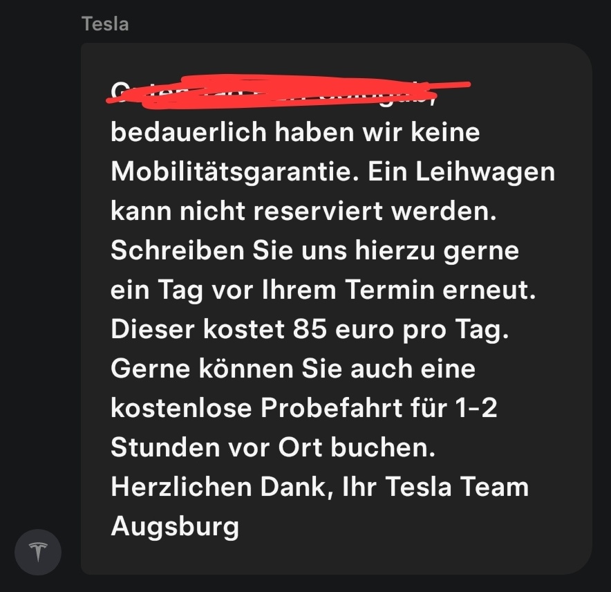 TechInvest_YT's tweet photo. Traurig. Ein zwei Monate altes Fahrzeug mit 7.000 km, bei dem Kameras, Navi und Sensoren ausgefallen sind, muss von Tesla repariert werden. Ganz klar ein Fehler von Tesla, und für die unbestimmte Dauer der Reparatur erhalte ich keinen Ersatzwagen.

Alles klar. https://t.co/1oJcIeOOte