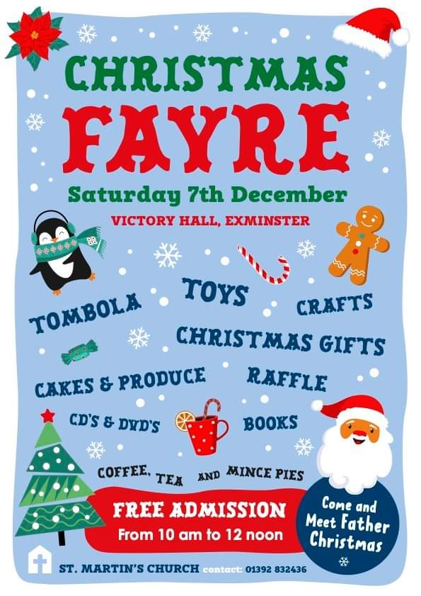 🌲 We have a Christmas Fayre at our hall this Saturday. 🌲

#Exminster #Christmas