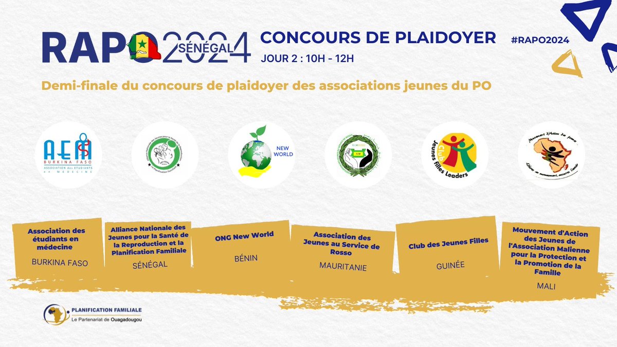 Nous y sommes ! 

La demi-finale du concours de Plaidoyer des associations de jeunes se déroule à 10 heures. 

Soyez des nôtres pour écouter des idées innovantes et soutenir les jeunes leaders demi-finalistes.

#Concoursdeplaidoyer #RAPO2024