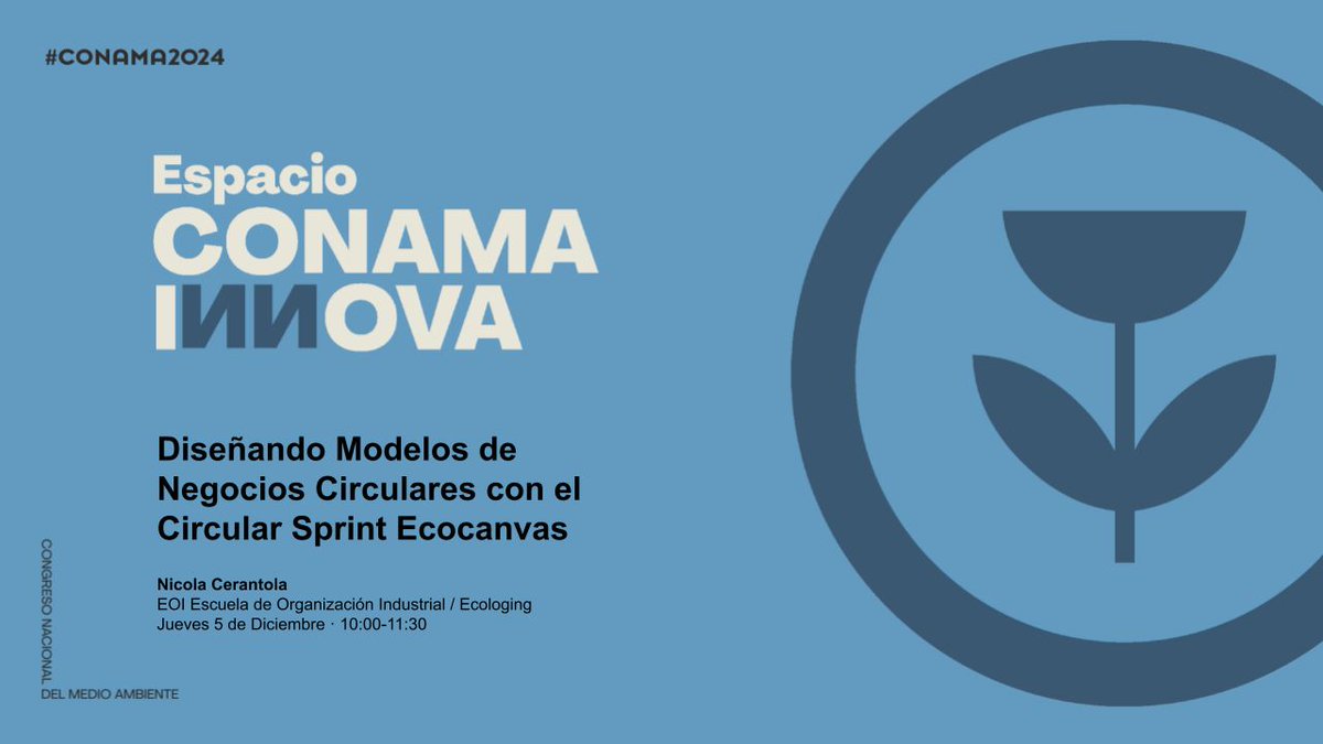 eoi's tweet photo. 📢¿Quieres probar a diseñar Modelos de Negocio Circulares con metodología Circular Sprint Ecocanvas? ♻️  

🟢Mañana jueves 5/12 en el #CONAMA2024, el experto @Ecologing impartirá un minitaller para aprender las bases del #CircularSprint 

🔗https://t.co/8oTSaHg9o2 https://t.co/BI44kmeVfS