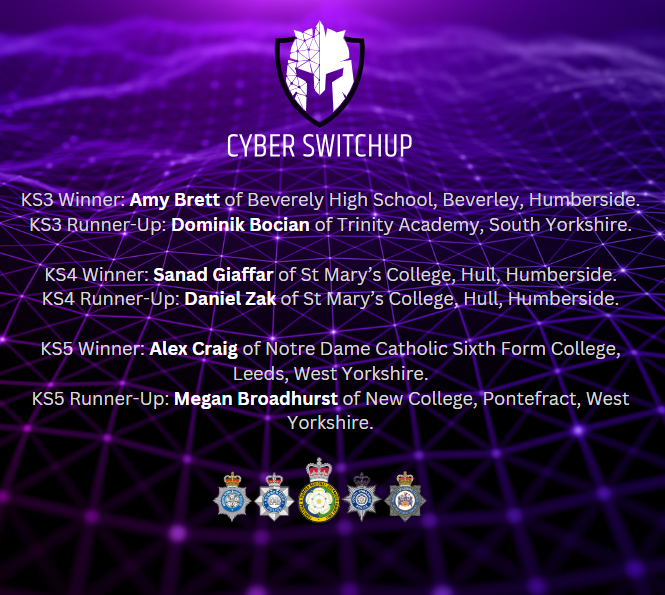 Congratulations to all our Winners and Runners Up for all Key Stages who took part in Cyber Switch Up 2024 - you should all be very proud!