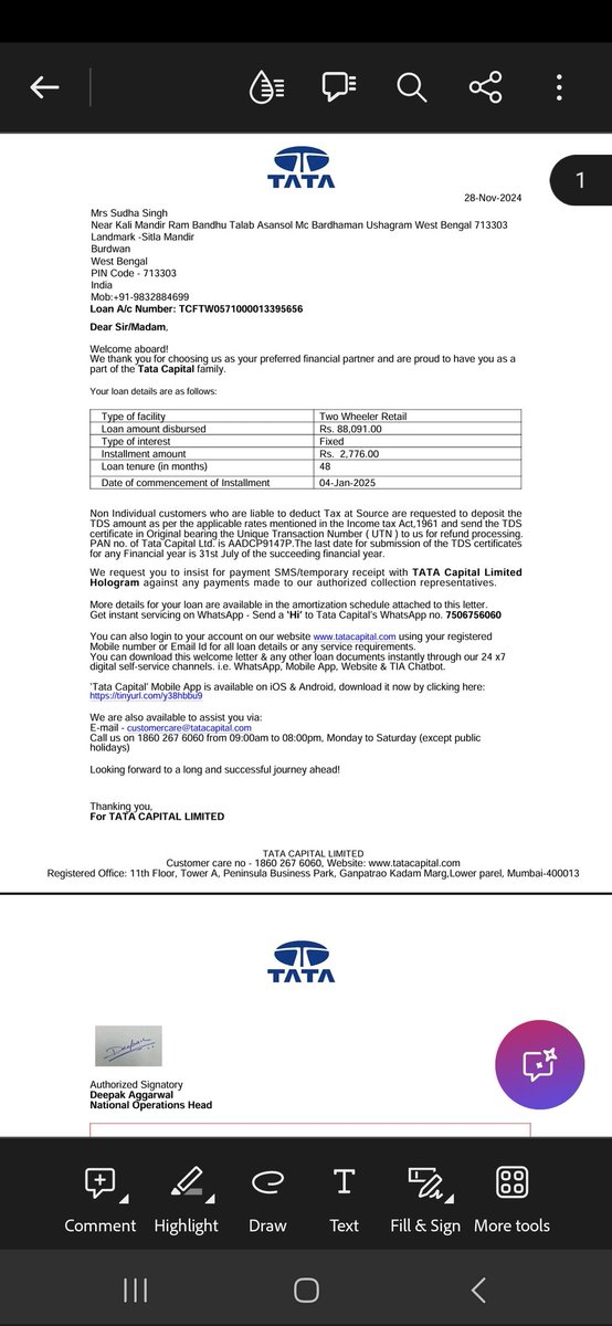 sudhaasn's tweet photo. @tatacapital @TataCapitalCare @RBI @jagograhakjago @FinMinIndia @PMOIndia @HeroMotoCorp  loan scam on my two wheeler loan by Tata Capital  and in this scam Avik Motor also involved without how it's possible. Attached quote, Dp screenshot, invoice copy , loan welcome latter https://t.co/r9HKliQQi7