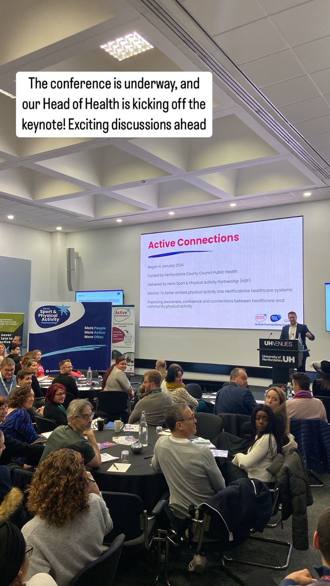 Today we’re hosting our Active Connections conference - Embedding Physical Activity into Health.

Delighted to have so many health colleagues from across Hertfordshire in attendance.
