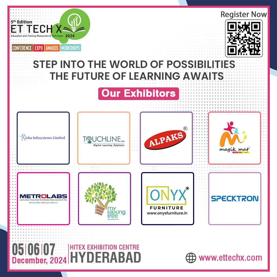 ETTechX_'s tweet image. Get ready for the ultimate education and tech extravaganza! 

Join us at ET TECH X 2024 from 5th to 7th December at the Hitex Exhibition Centre, Hyderabad. Discover cutting-edge innovations and explore endless possibilities with our amazing exhibitors:

#ETTechX2024 #ETTech