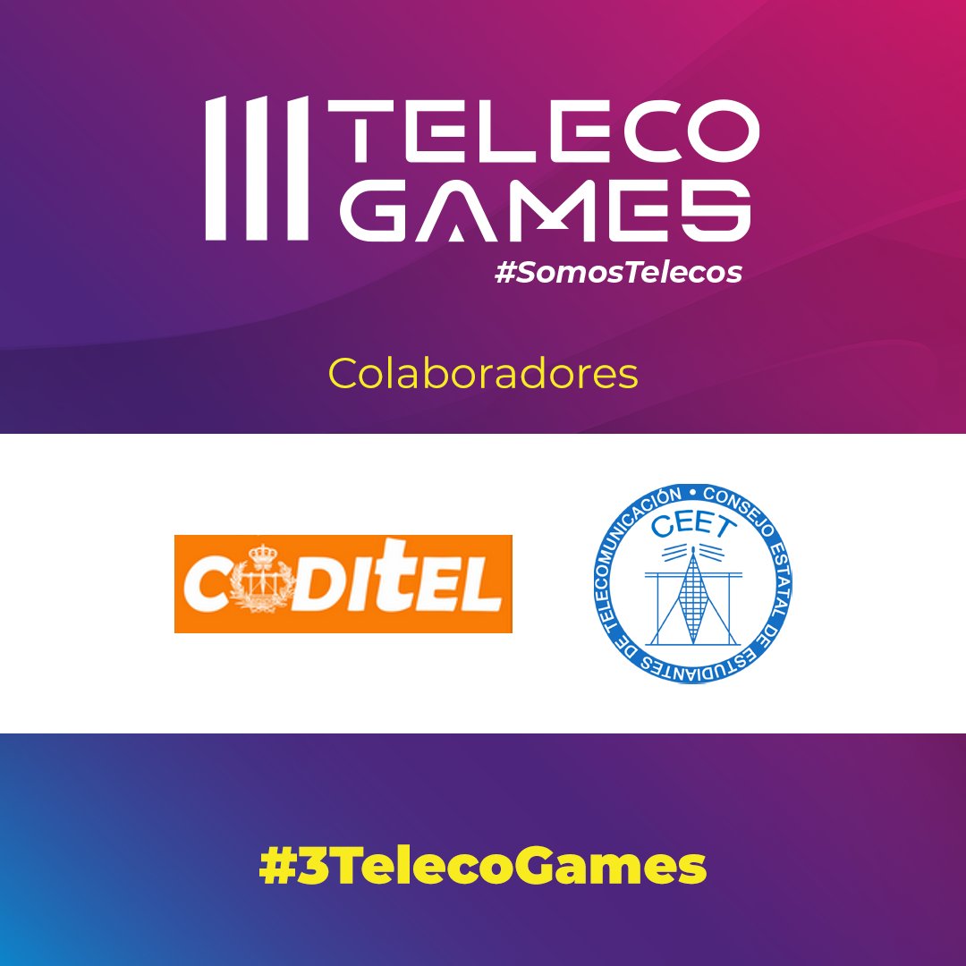 TelecoGames's tweet photo. Las #3TelecoGames no serían posible sin la colaboración y el compromiso de muchas empresas y entidades que apoyan cada año esta iniciativa🤗
Organizan:
✅@coitt_aegitt
✅ #CODIGAT 

Colaboran:
✅ @CEETsectorial 
✅ #CODITEL 

¡Muchas gracias! 🙌
#SomosTelecos https://t.co/xZU7ODrpw5