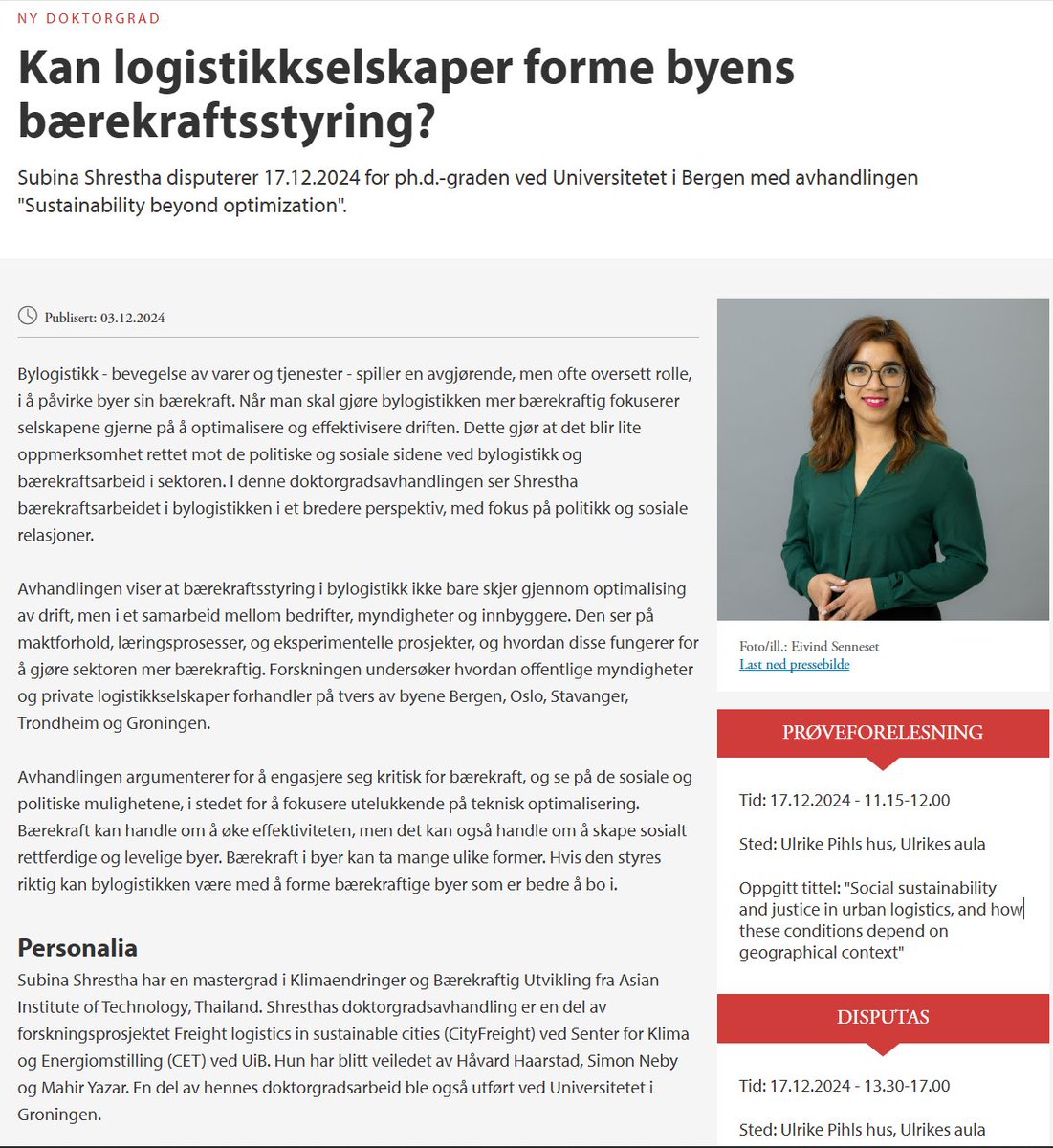 iamsubina's tweet image. Thrilled to be sharing that i am defending my PhD thesis "Sustainability beyond optimization" on the 17th December @UiBCET ! It's a public defense, and will be streamed online. If you'd like to join, drop me a message!