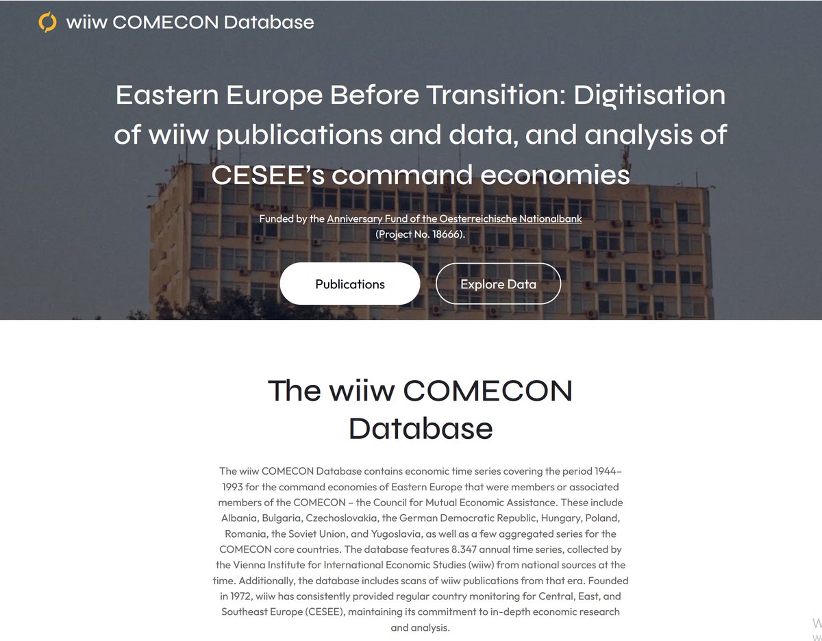 Proud to present: Our brand-new digital #database on the #communist #economies of Albania, Bulgaria, Czechoslovakia, the German Democratic Republic, Hungary, Poland, Romania, the Soviet Union, and Yugoslavia from 1944 to 1993. 1/2 
Check it out here➡️ comecon.wiiw.ac.at