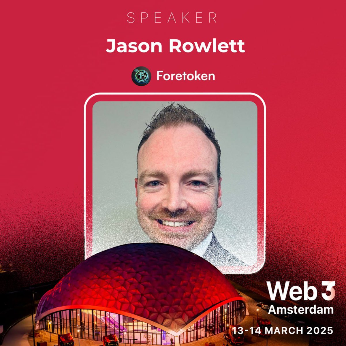 📢 We’re thrilled to announce that @jasonrowlett85 from <a href="/foretokenrwa/">Foretoken</a> will be joining us as a speaker at Web3 Amsterdam! 

🔥 Ignite your passion with insights from a Web3 architects reshaping the digital space.  

🎟️ Grab your ticket with CODE: web3   
web3amsterdam.com/tickets/