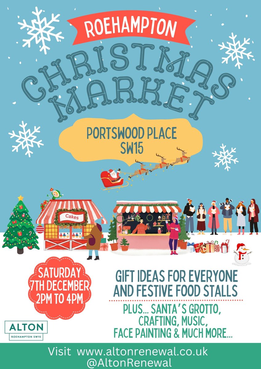 Join us this Saturday at the Christmas Market. There will be over 20 stalls, Santa's Grotto, face painting, crafting, music and hot food.  2-4 pm at Portswood Place