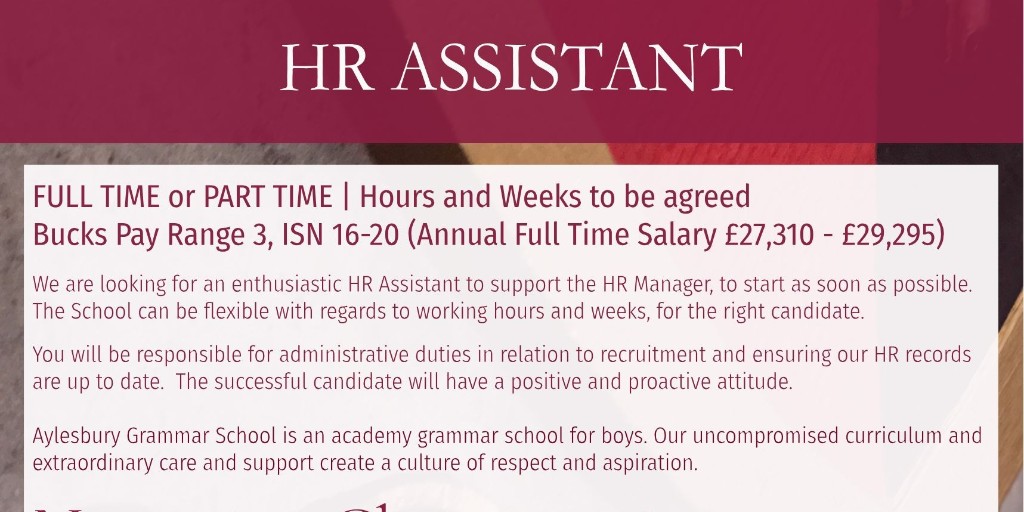 AGSFounded1598's tweet photo. 🌟 HR Assistant #Vacancy🌟

We’re looking for a dedicated HR Assistant to join our team! 📚✨

If you're organised, detail-oriented, and have a strong passion for HR, we'd love to hear from you!

https://t.co/dr31WJTWrC

#TermTime #SchoolJobs #AGSCareers #JobOpportunity https://t.co/vYNUyYpGKt