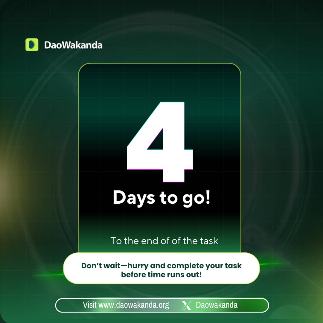 DaoWakanda's tweet image. 4days remaining!!!😱

Have you done the Freeze 🥶 task? 

Check it out NOW - daowakanda.org/developers 

Don't wait until the last minute - act now and secure your spot ⏰✅ 

#SolveToEarn
#Developers
#DecentralizationForTheFuture
#HeartbeatOfDecentralization